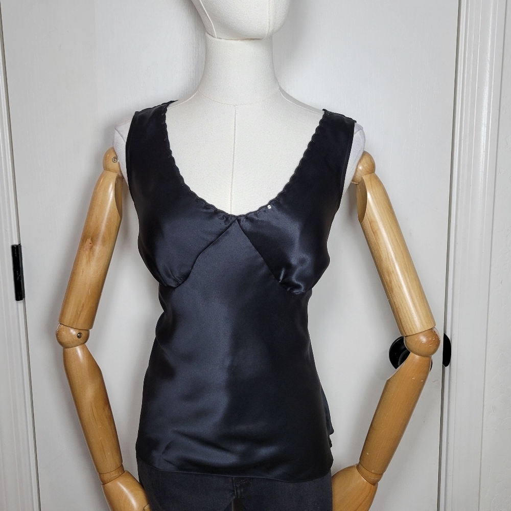 Old Navy 100% Silk Y2K Sequin V-Neck Tank Top Size Medium